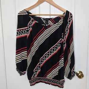 White House Black Market Striped Silk Blou…